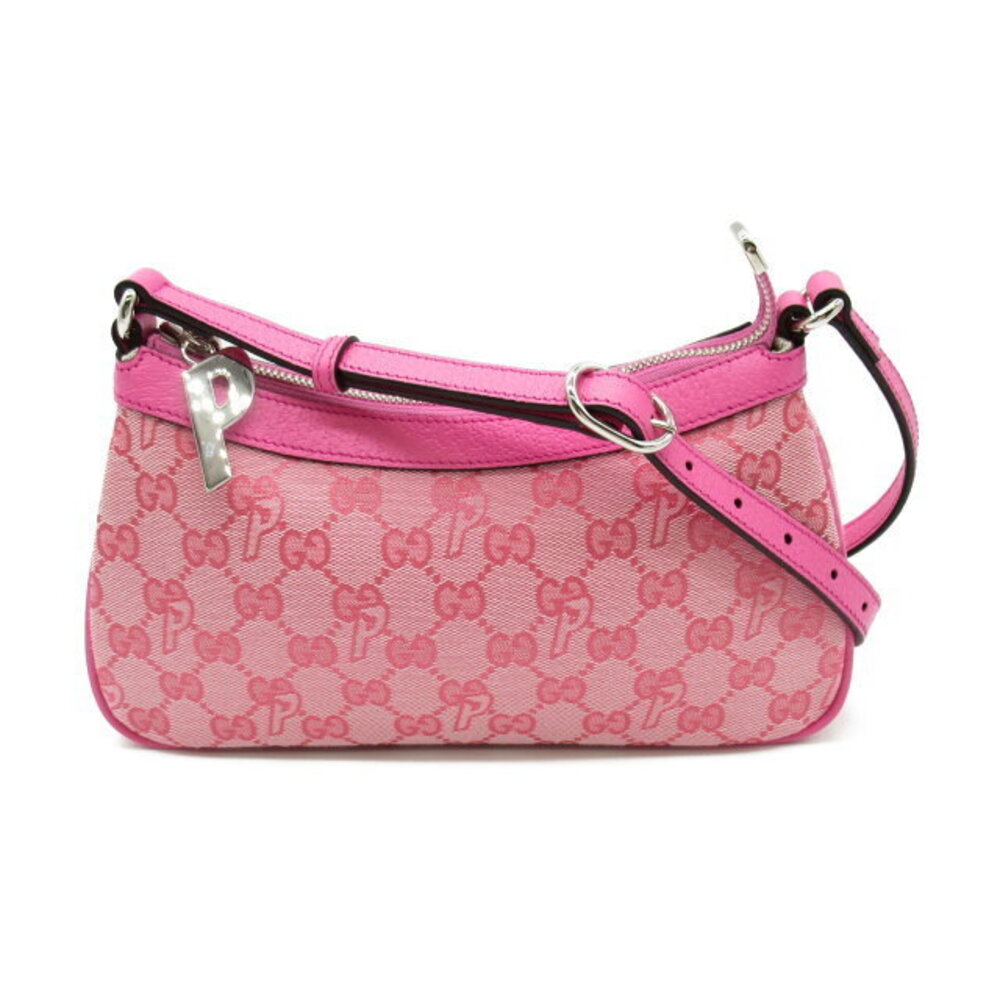 Gucci Palace Shoulder Bag Pink Canvas Leather